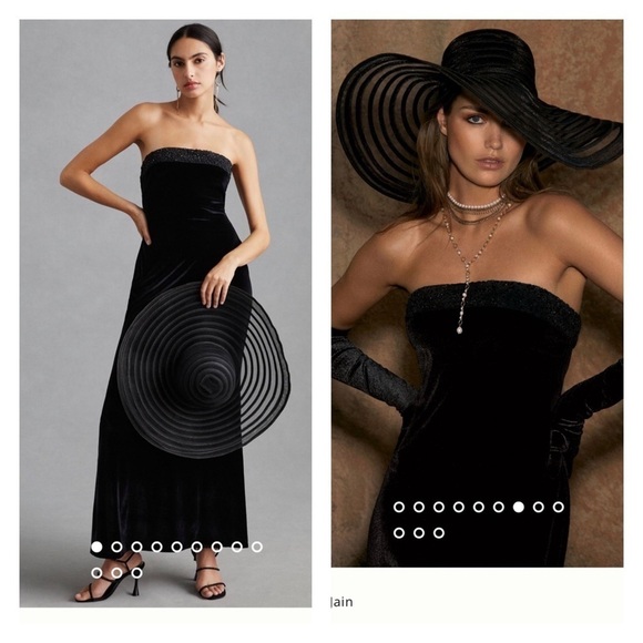 PAYAL JAIN x Anthropologie Black Velvet Beaded Strapless Maxi Dress Large NWT - Picture 1 of 11